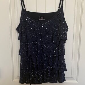 Lane Bryant Navy Blue Ruffled Camisole
